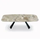 Fixed Ceramic Table and Base in Black Painted Steel Made in Italy - Glasses Viadurini