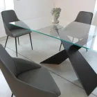 Fixed Table in Metal and Transparent Tempered Glass Top - Talvoro Viadurini