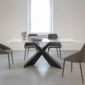 Fixed Table in Metal and Transparent Tempered Glass Top - Talvoro