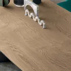 Fixed Table in Oak Veneer and Painted Metal Base - Milo Viadurini