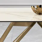 Fixed table in Calacatta Oro glass ceramic and metal Made in Italy - Meluso Viadurini
