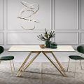 Fixed table in Calacatta Oro glass ceramic and metal Made in Italy - Meluso