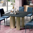 Fixed Square Table in Laminate and Steel Made in Italy - Scissors Viadurini