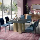 Fixed Square Table in Laminate and Steel Made in Italy - Scissors Viadurini