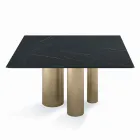 Fixed Square Table in Laminate and Steel Made in Italy - Scissors Viadurini