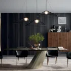 Fixed Rectangular Table in Steel and Ceramics Made in Italy - Trousers Viadurini