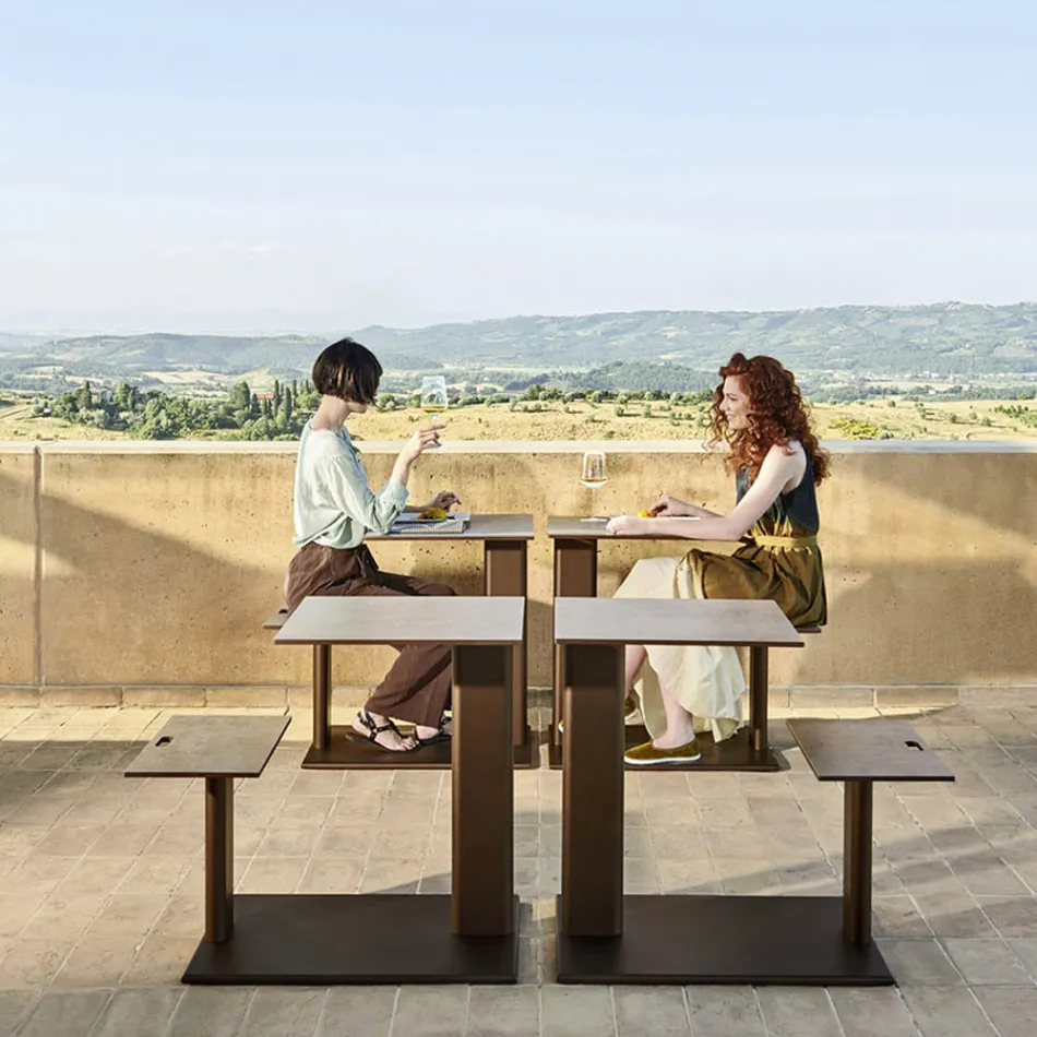 Garden Table with Aluminium Seat Made in Italy - Plinto by Varaschin Viadurini