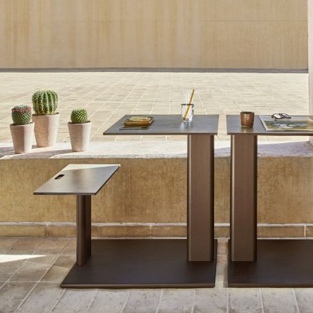 Garden Table with Aluminium Seat Made in Italy - Plinto by Varaschin Viadurini
