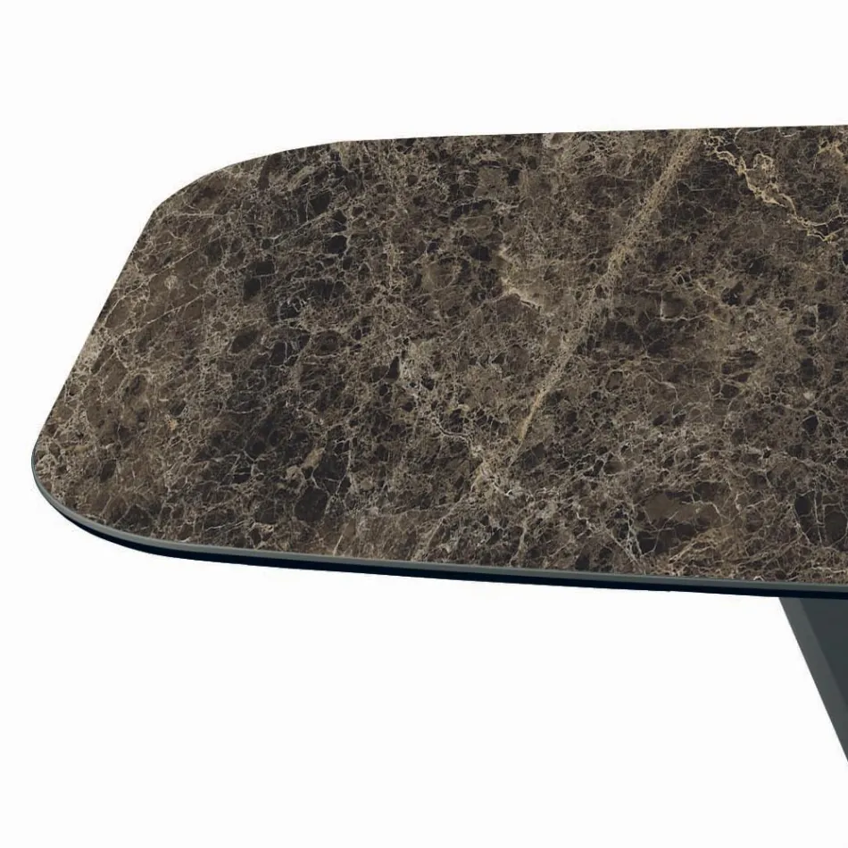 Ceramic Table and Base Graphite Finish Made in Italy - Trousers Viadurini