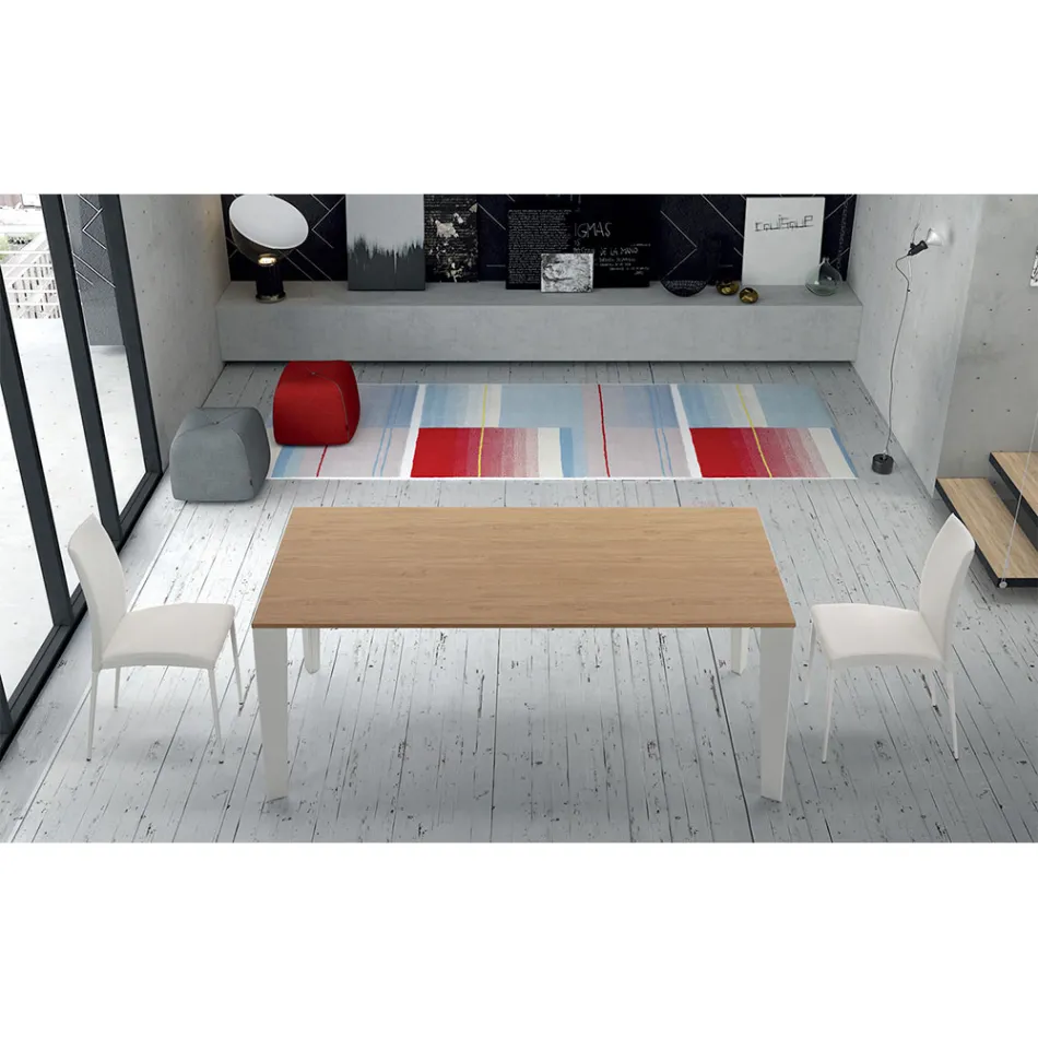 Veneered Wooden Table Extendable up to 325 cm Made in Italy – Seventies Viadurini