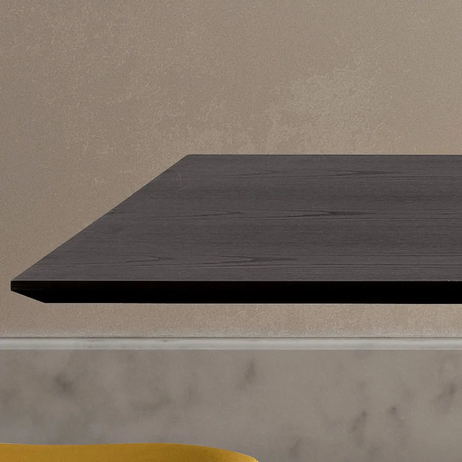 Table in Charcoal Ash Veneer and Metal Made in Italy - Meluso Viadurini
