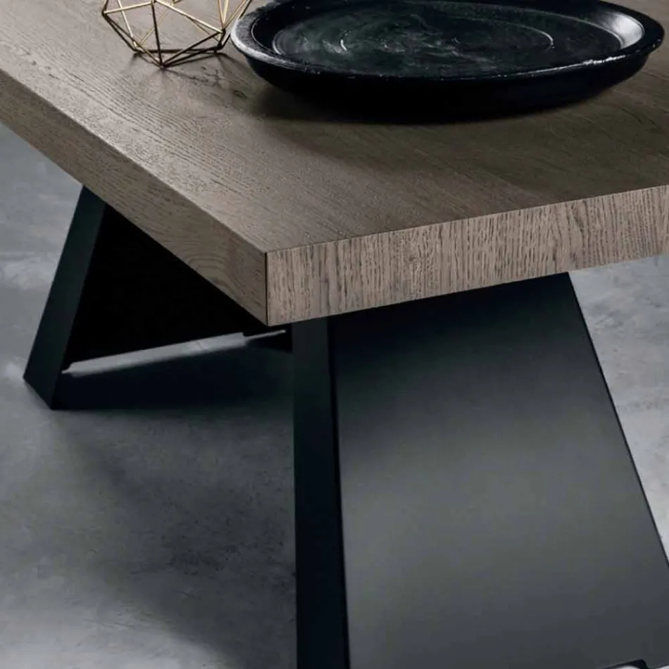 Modern knotted oak table made in Italy Zerba Viadurini