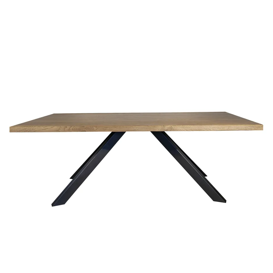Table in Masellato Oak Plated and Metal Made in Italy - Seoul Viadurini