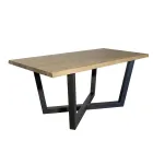 Knotted Oak Table with Iron Grey Metal Base Made in Italy - Gonna Viadurini