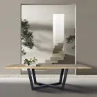 Knotted Oak Table with Iron Grey Metal Base Made in Italy - Gonna Viadurini