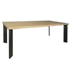 Table in Knotted Masellato Oak and Metal Legs Made in Italy - Vicente Viadurini