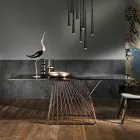 Modern design table in tempered glass made in Italy, Mitia Viadurini