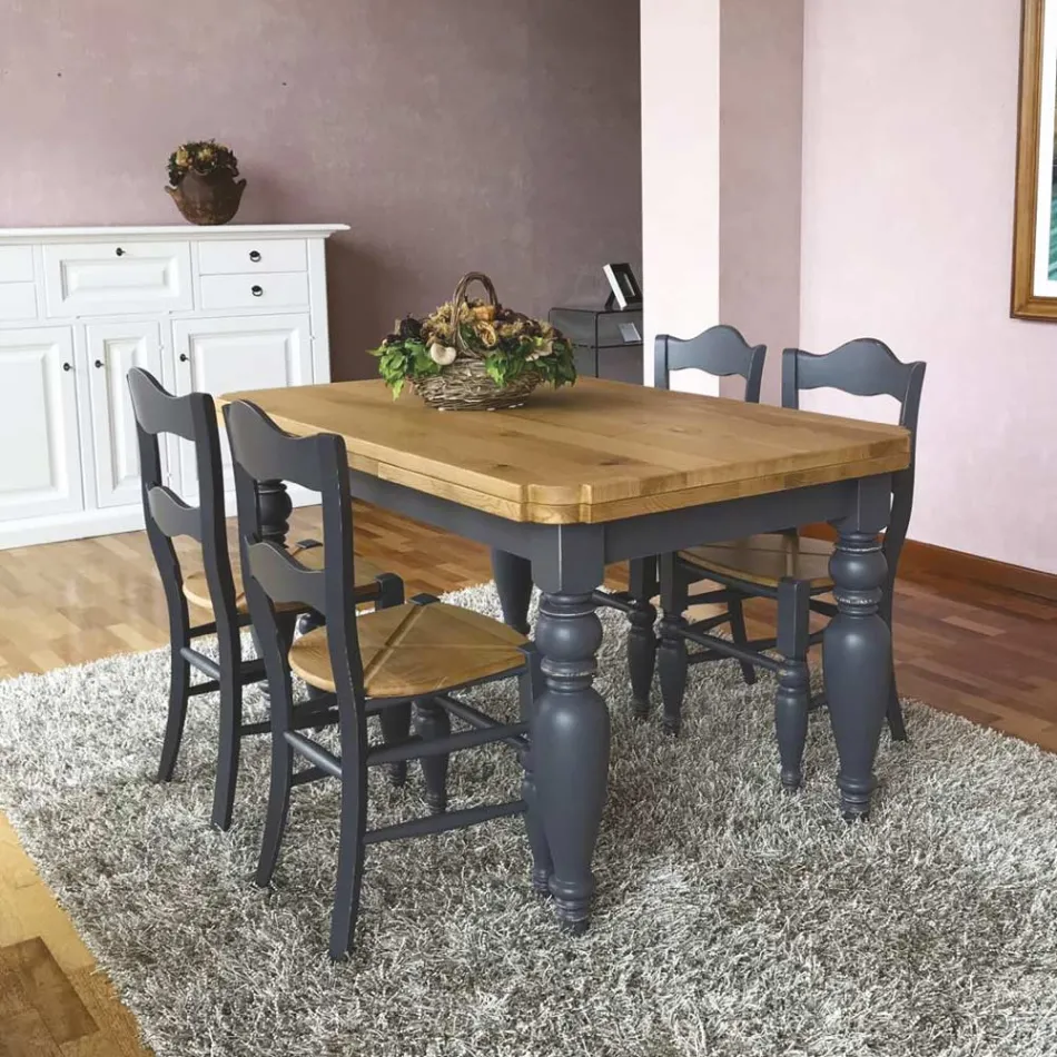 Extendable Living Table in Oak with Shaped Corners Made in Italy - Rafael Viadurini