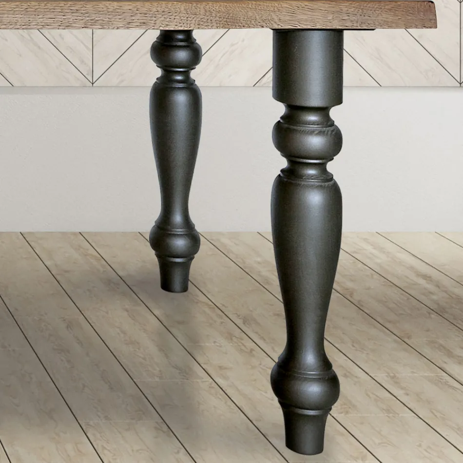 Living Table Plated in Solid Oak Made in Italy - Geolier Viadurini