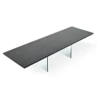 Modern Extendable Table to 300 cm in Laminate and Glass Made in Italy - Tear Viadurini