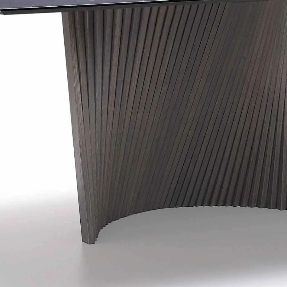 Modern table with marble effect stoneware top made in Italy, Adrano Viadurini