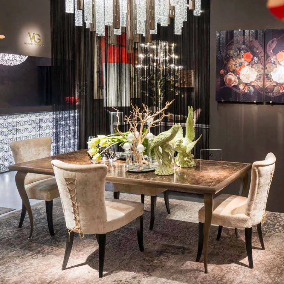 Table neo-classical with solid wood structure and a marble top Adam Viadurini