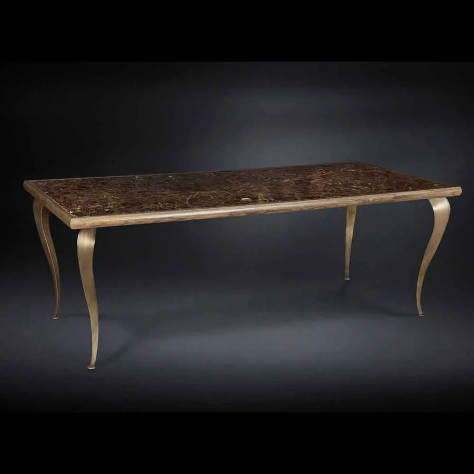 Table neo-classical with solid wood structure and a marble top Adam Viadurini