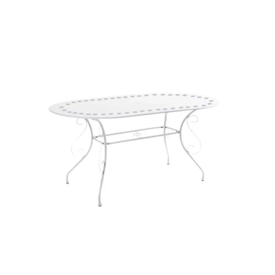 Oval Garden Table Made Entirely of Metal - Archive Viadurini