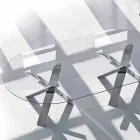 Oval design table in crystal 220x120cm made in Italy Tree Viadurini