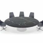 Modern Oval Table in Carrara or Black Marquinia Marble Made in Italy – Dollars Viadurini