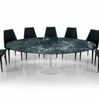 Modern Oval Table in Carrara or Black Marquinia Marble Made in Italy – Dollars Viadurini