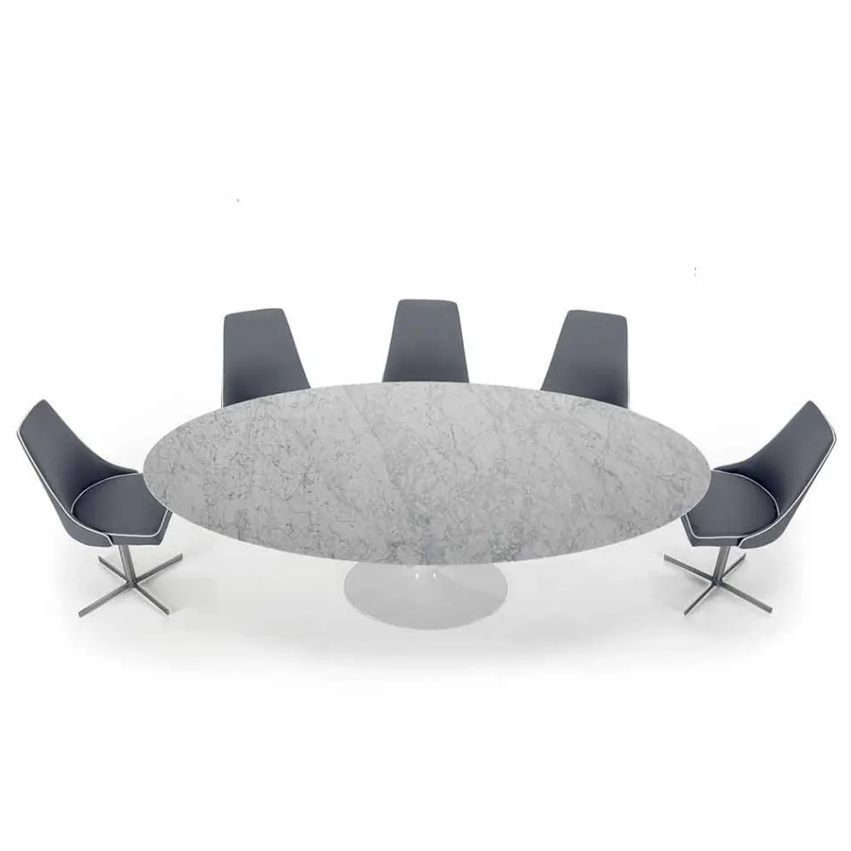 Modern Oval Table in Carrara or Black Marquinia Marble Made in Italy – Dollars Viadurini