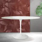 Oval Tulip Saarinen Table H 74 cm in Matt White Florim Ceramic - Scarlet Viadurini