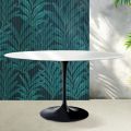 Saarinen Tulip Oval Table H 74 cm in Glossy White Florim Ceramic - Scarlet