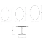 Oval Tulip Saarinen Table H 74 cm in Florim Statuario Lucido Ceramic - Scarlet Viadurini
