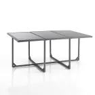 Indoor and outdoor table with 6 chairs with reclining backrest and 4 poufs - Venir Viadurini