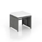 Indoor and outdoor table with 6 chairs with reclining backrest and 4 poufs - Venir Viadurini