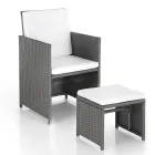 Indoor and outdoor table with 6 chairs with reclining backrest and 4 poufs - Venir Viadurini