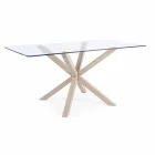 Homemotion Dining Room Table with Tempered Glass Top - Denda Viadurini