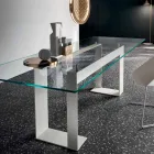 Table Top in Extra-clear Glass and Metal Legs 3 Finishes 4 Sizes - Speck Viadurini