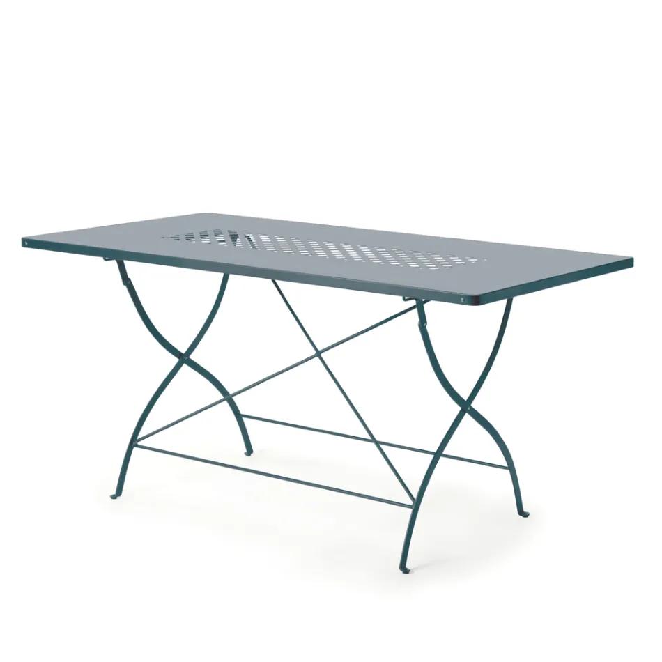 Galvanized Steel Outdoor Folding Table Made in Italy - Selvaggia Viadurini