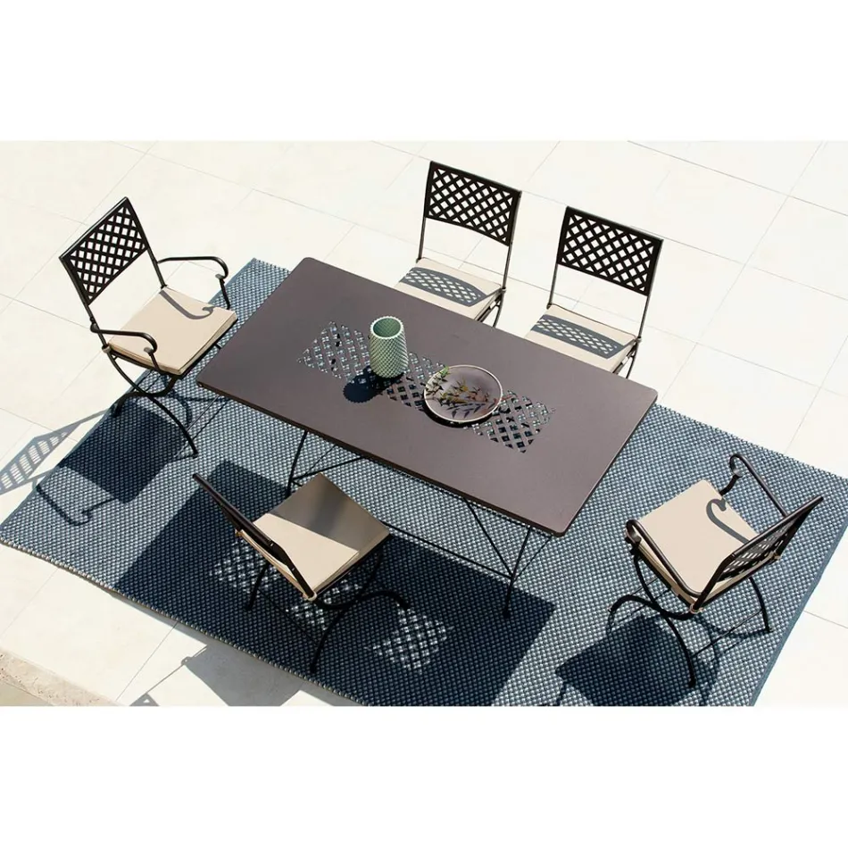 Galvanized Steel Outdoor Folding Table Made in Italy - Selvaggia Viadurini