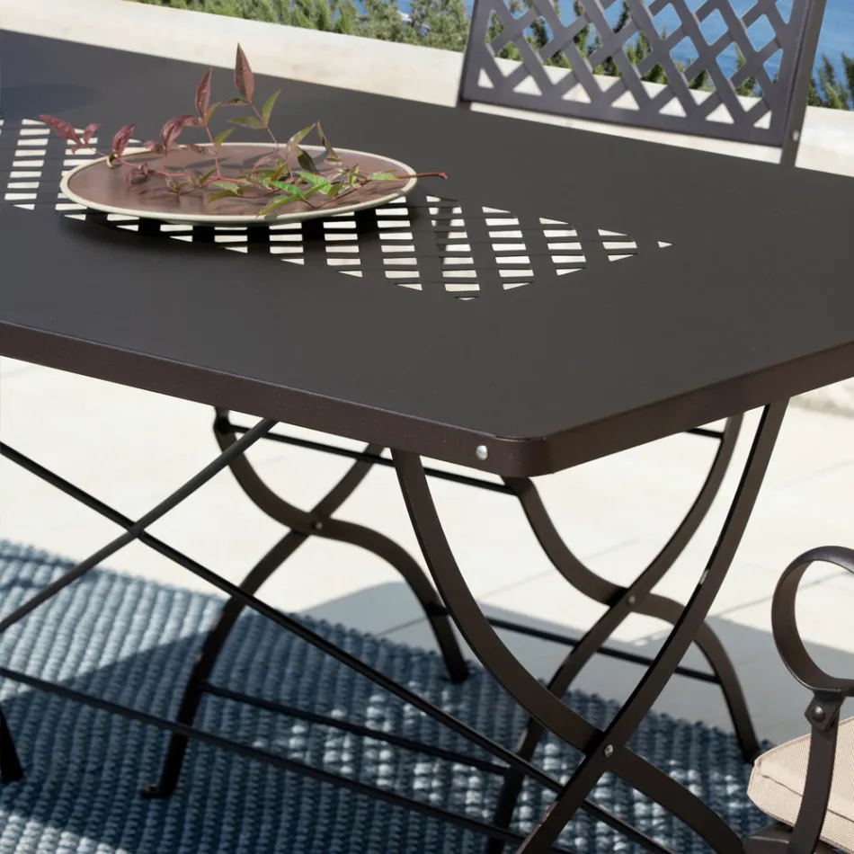 Galvanized Steel Outdoor Folding Table Made in Italy - Selvaggia Viadurini