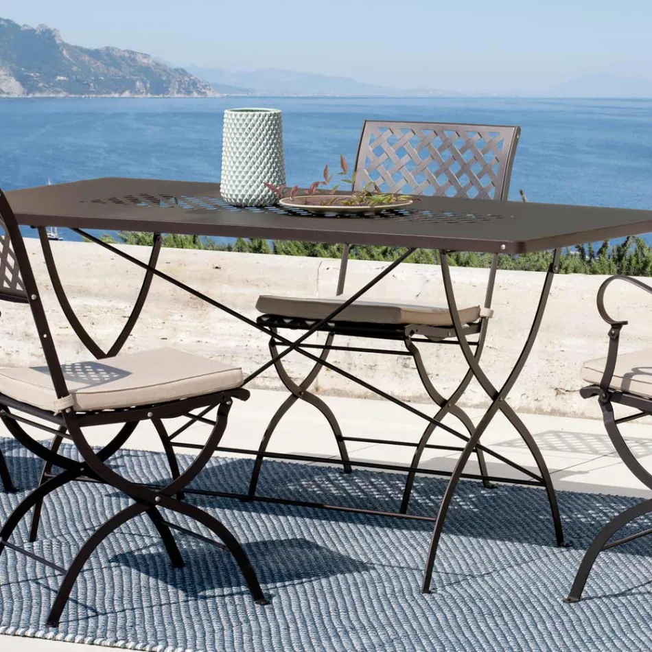 Galvanized Steel Outdoor Folding Table Made in Italy - Selvaggia Viadurini