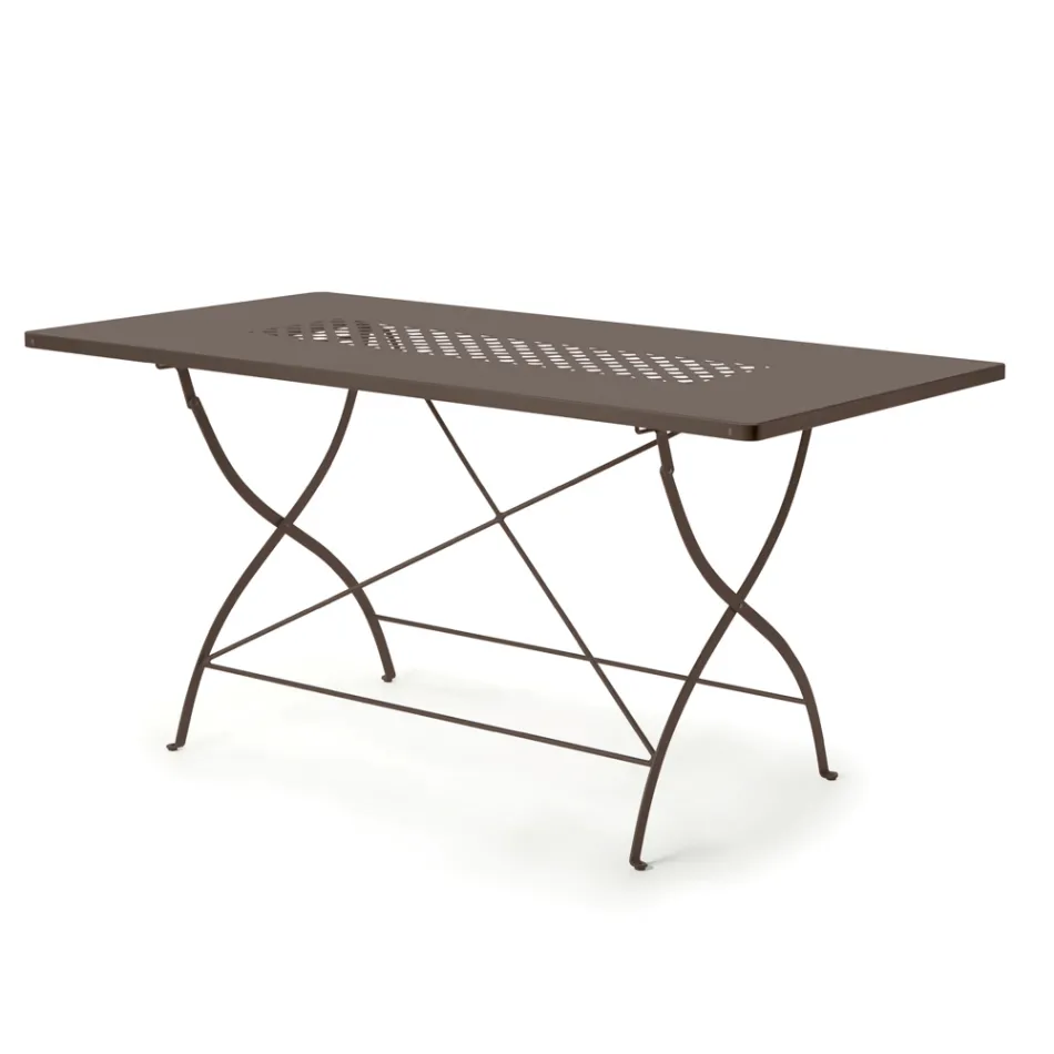 Galvanized Steel Outdoor Folding Table Made in Italy - Selvaggia Viadurini