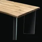 Plated Table in Knotted Masellato Oak and Crystal Made in Italy - Vicente Viadurini