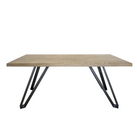 Plated Table in Knotted Masellato Oak and Metal Made in Italy - Luanda Viadurini