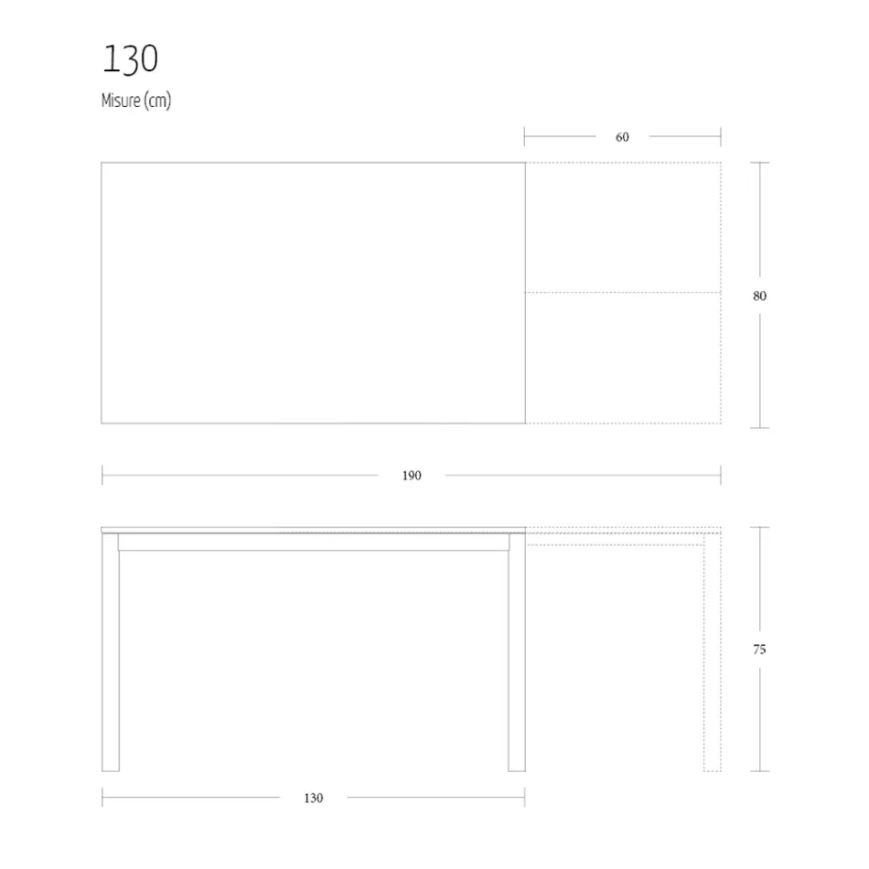 Extendable Dining Table 190 cm Metal and Wood Made in Italy - Euclidean Viadurini