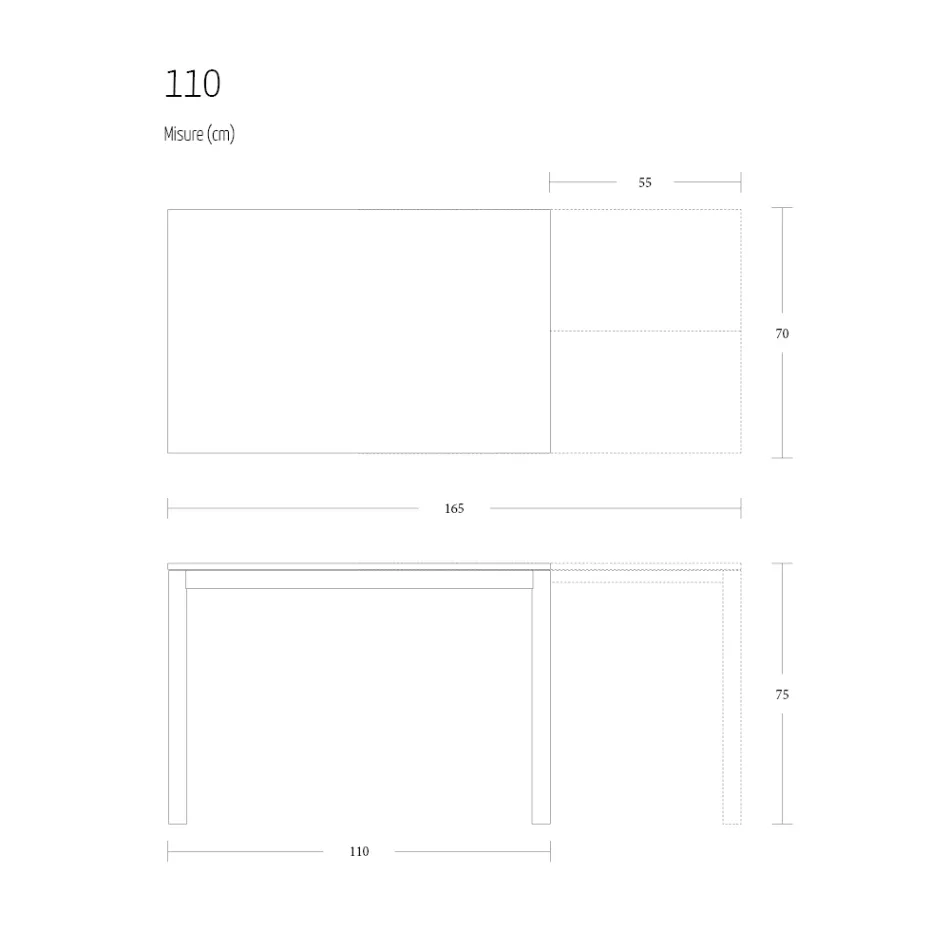 Extendable Dining Table 190 cm Metal and Wood Made in Italy - Euclidean Viadurini