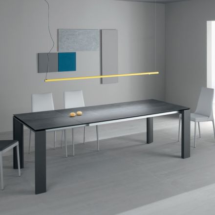 Dining Table Extendable to 2.8 m Metal and Matt Ceramic Top - Rashid Viadurini